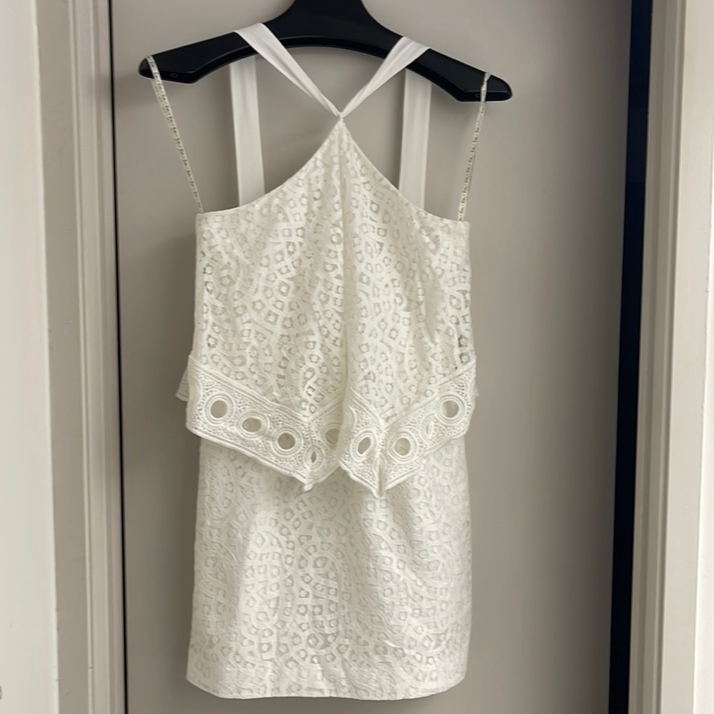Vintage 1990s Lily Pulitzer ivory lace dress crossover neck